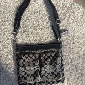 Coach Black and Gray Patterned Crossbody Bag